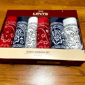 Levi’s 6pk 100% cotton bandana set red, white and blue NWT